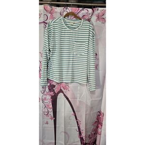 Sew In Love Medium Green & White Striped Top NWOT